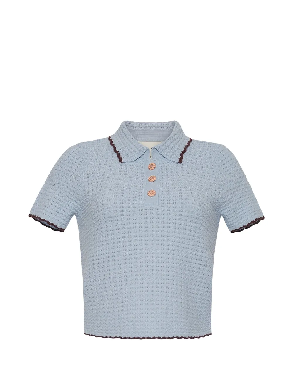 Cara Cara Melody tipped knitted polo top - Blu