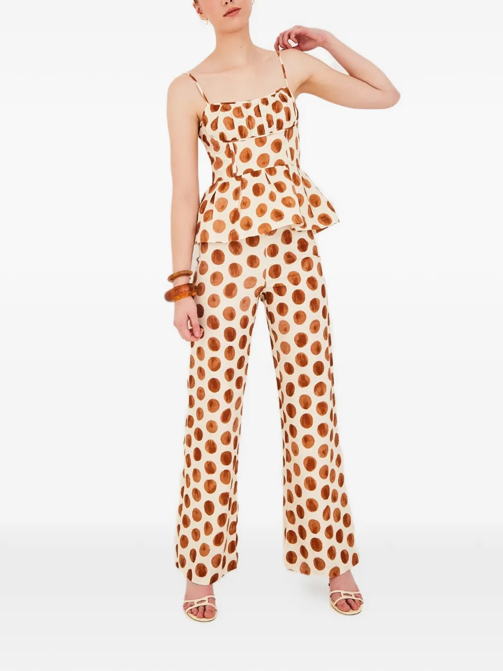  Cara Cara Alba Polka-dot Peplum Top - Neutrals 
