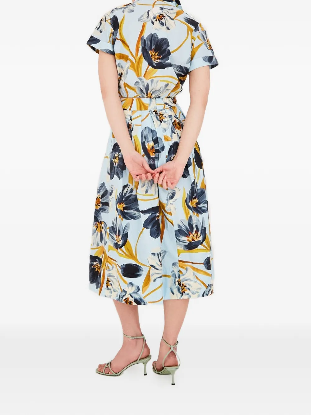  Cara Cara Marge Buttoned Floral-print Midi Skirt - Blue 