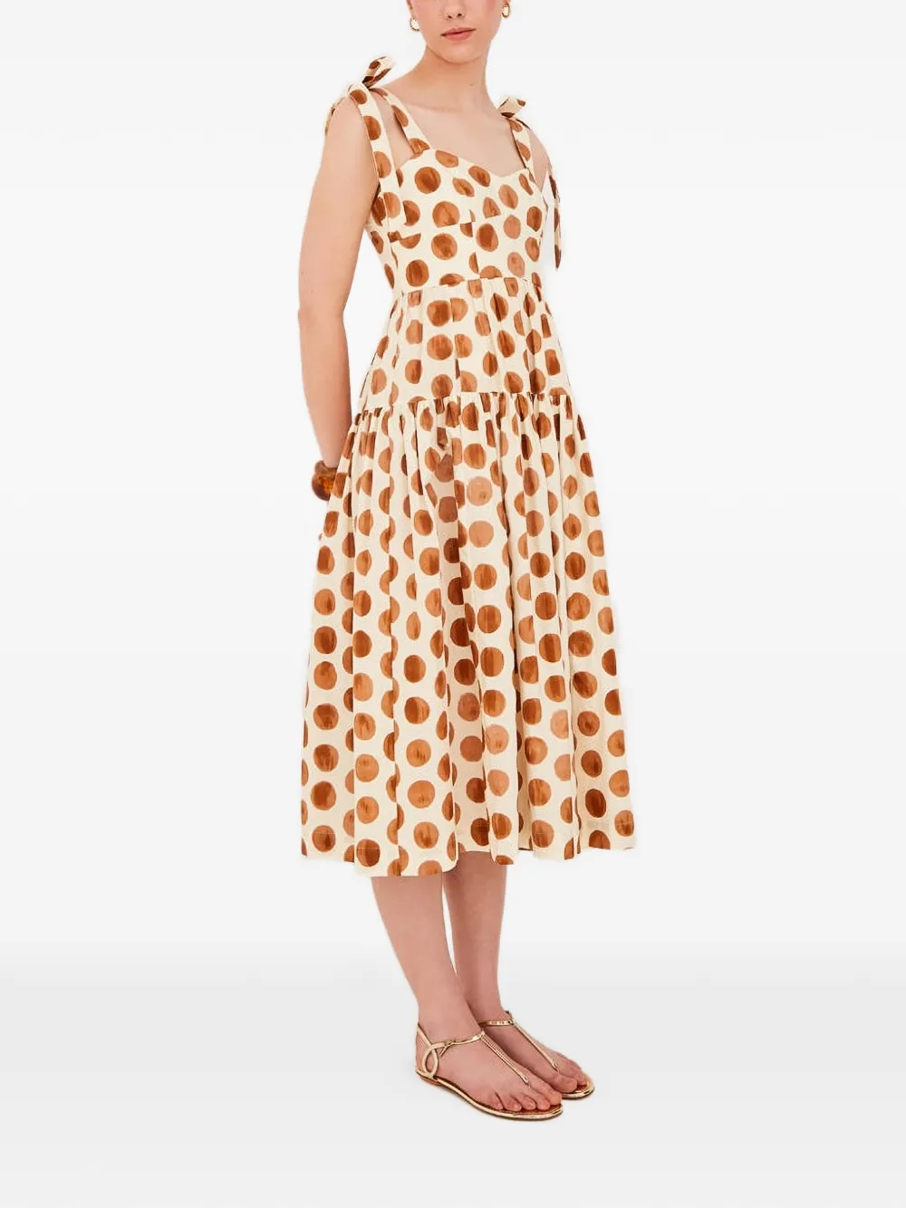 Cara Cara Faiza printed tie-strap dress - Toni neutri