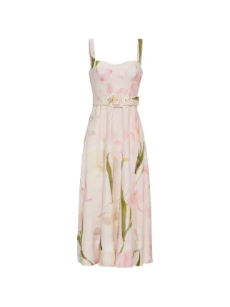 cara cara pink floral dress Cara Cara Alba Floral Fit-&-Flare Midi Dress