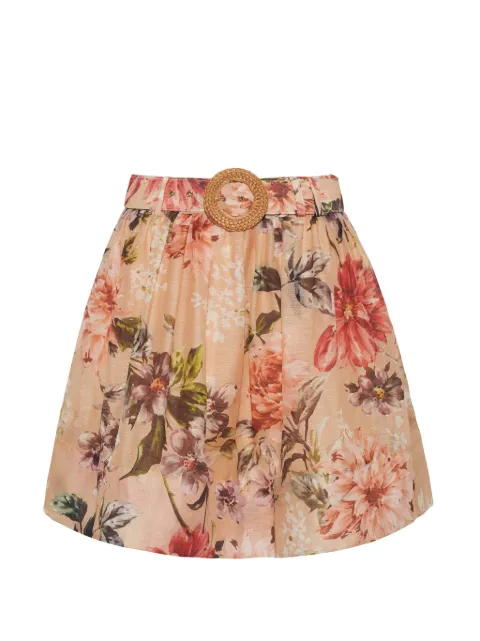 Cara Cara — Alba floral-print belted skirt