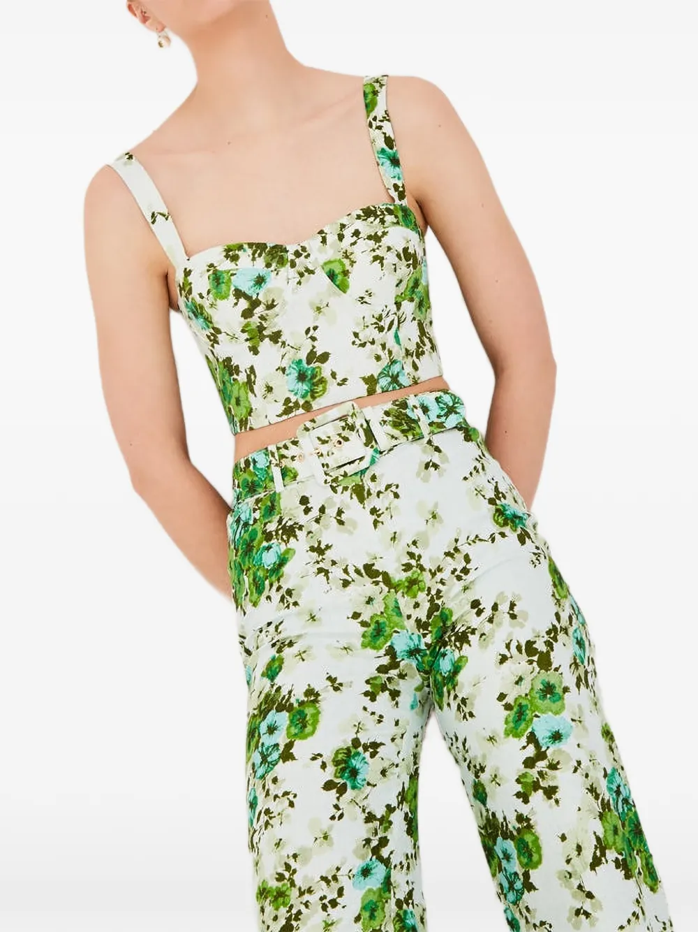 Cara Claudine top met bloemenprint Wit