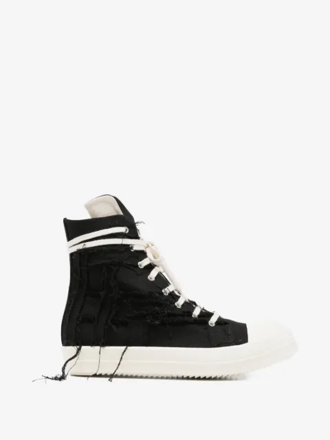 Rick Owens DRKSHDW tenis altos deshilachados