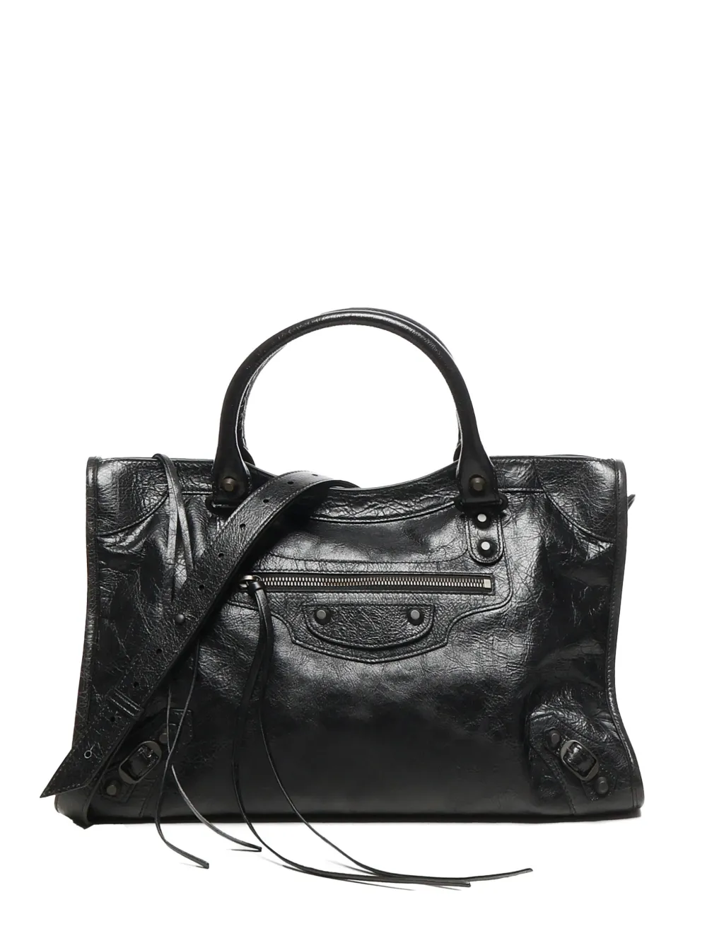 Balenciaga hand-woven leather tote bag - Black