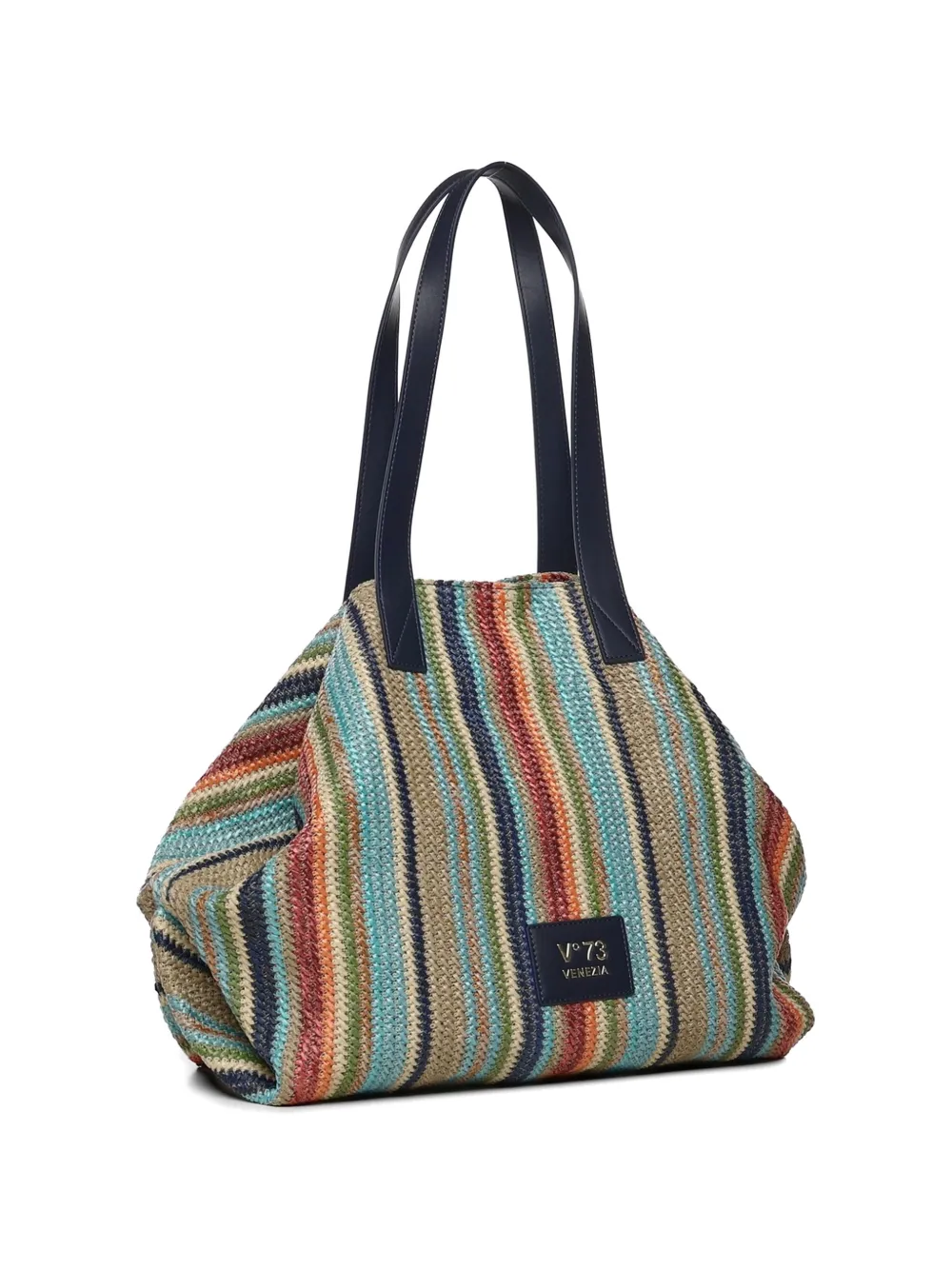  V°73 Bolso De Hombro A Rayas - Azul 