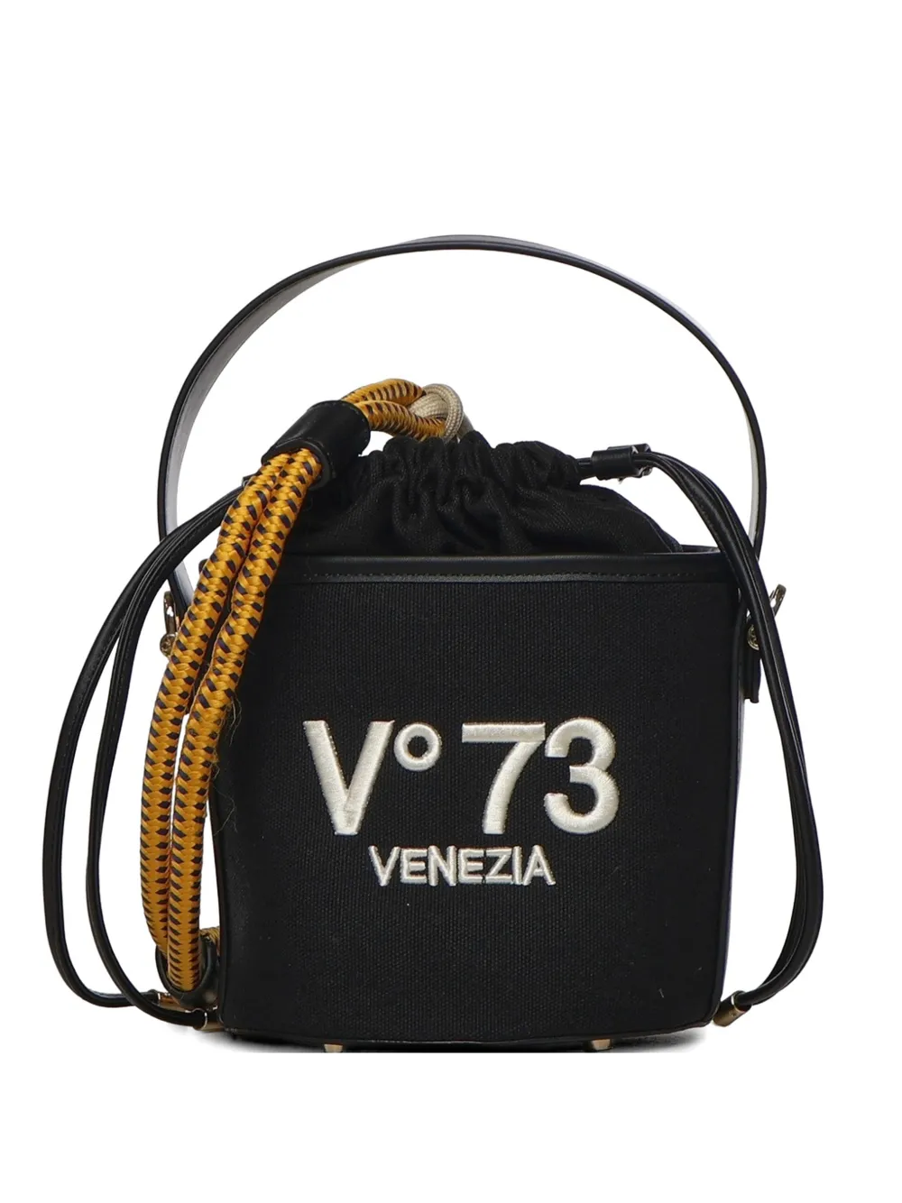 V°73 logo embroidery bucket shoulder bag - Nero