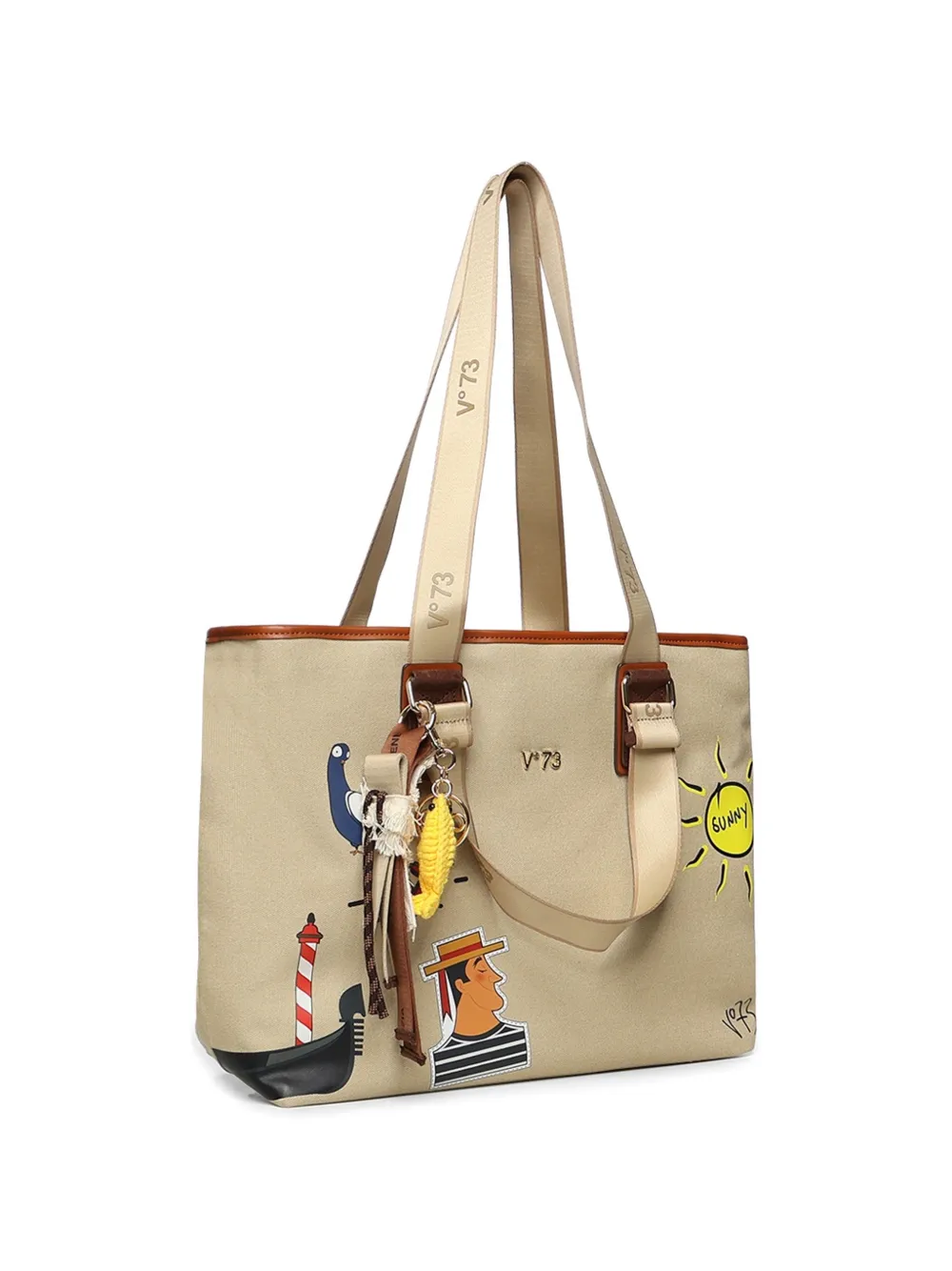 V73 Printed Shoulder Bag In Neutral