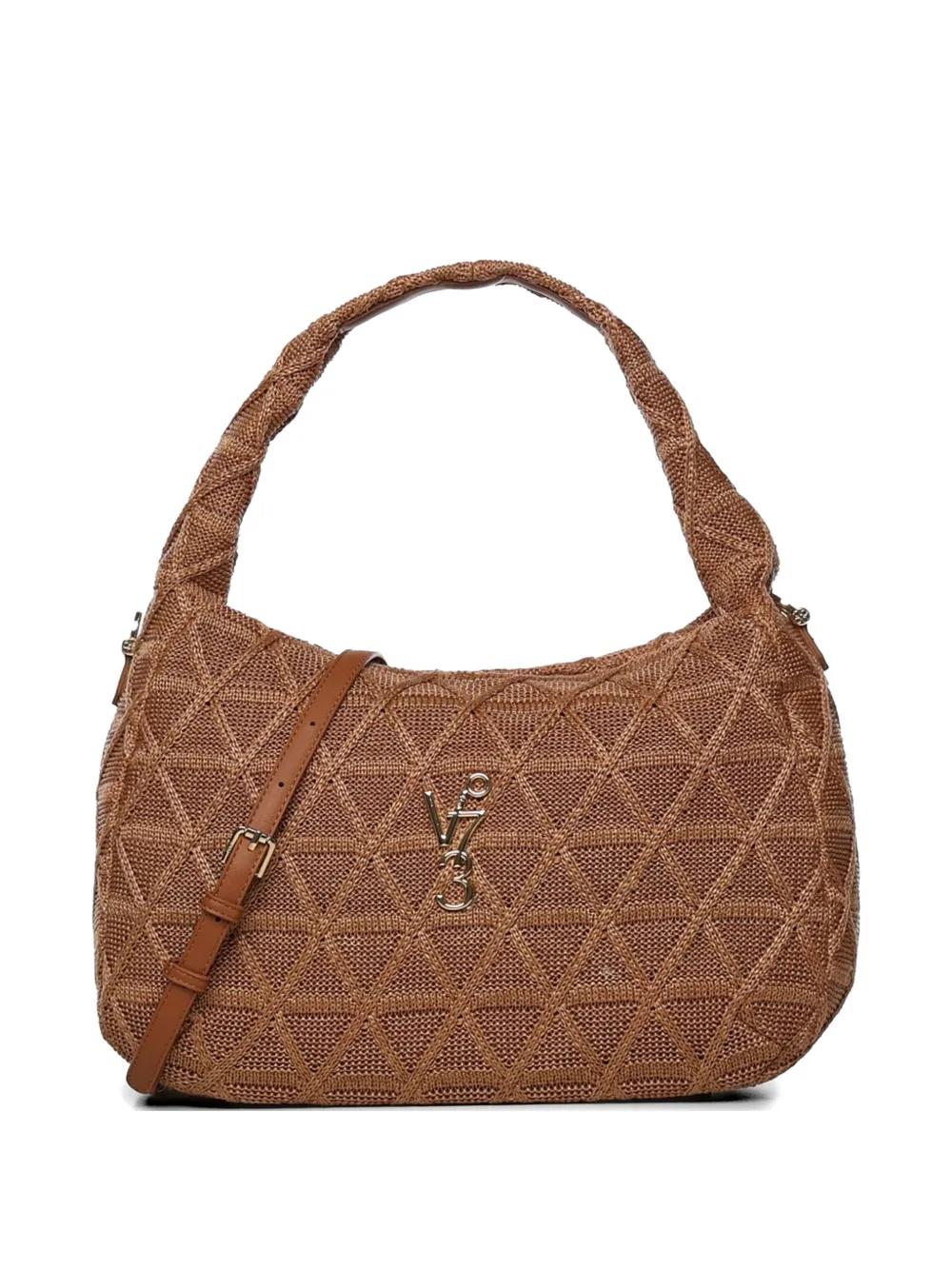 V°73 textured shoulder bag - Marrone