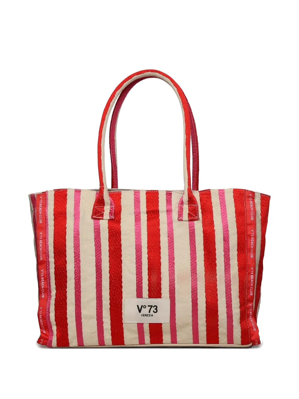 V°73 striped tote bag - Rosso