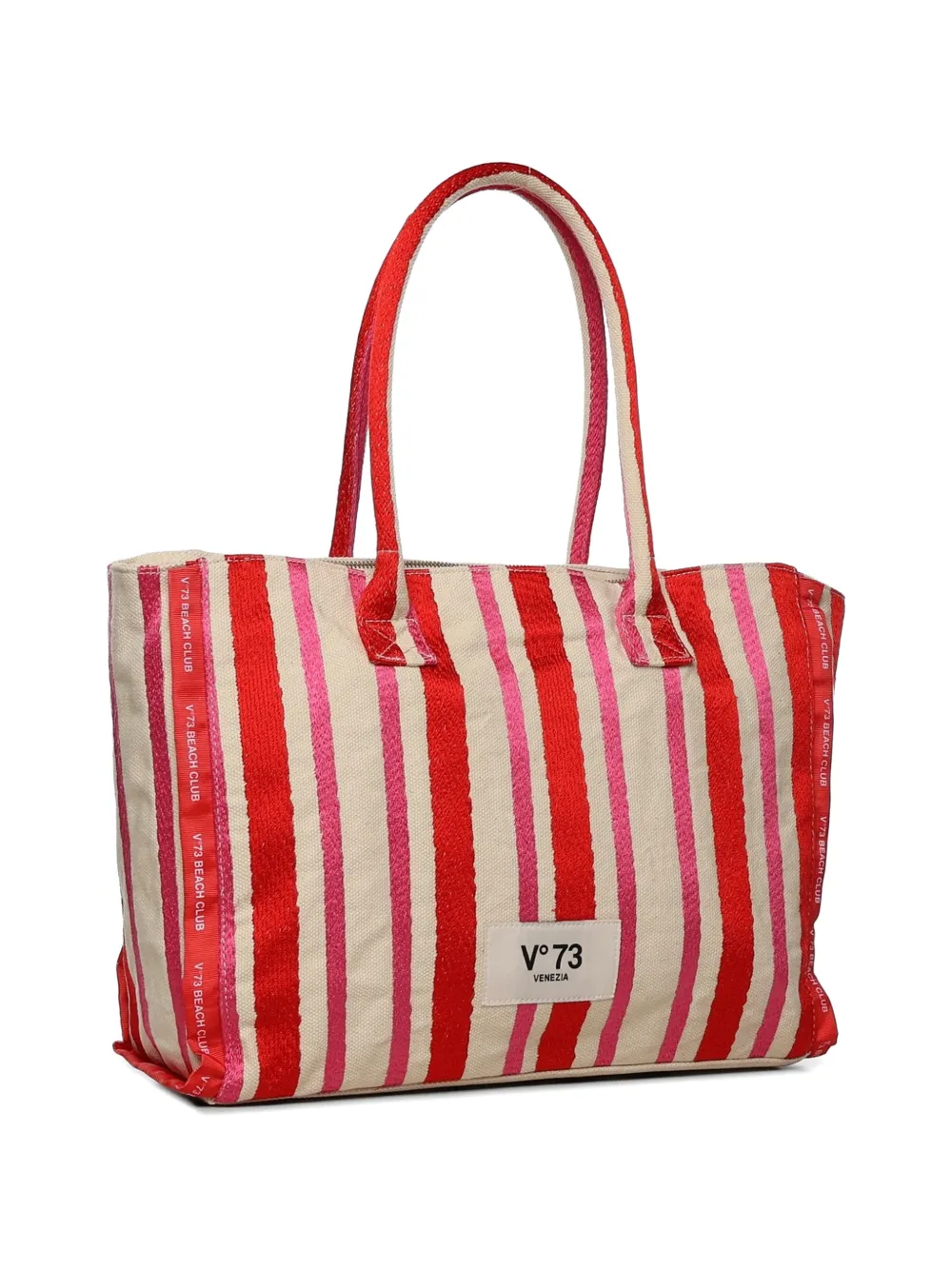  V°73 Striped Tote Bag - Red 