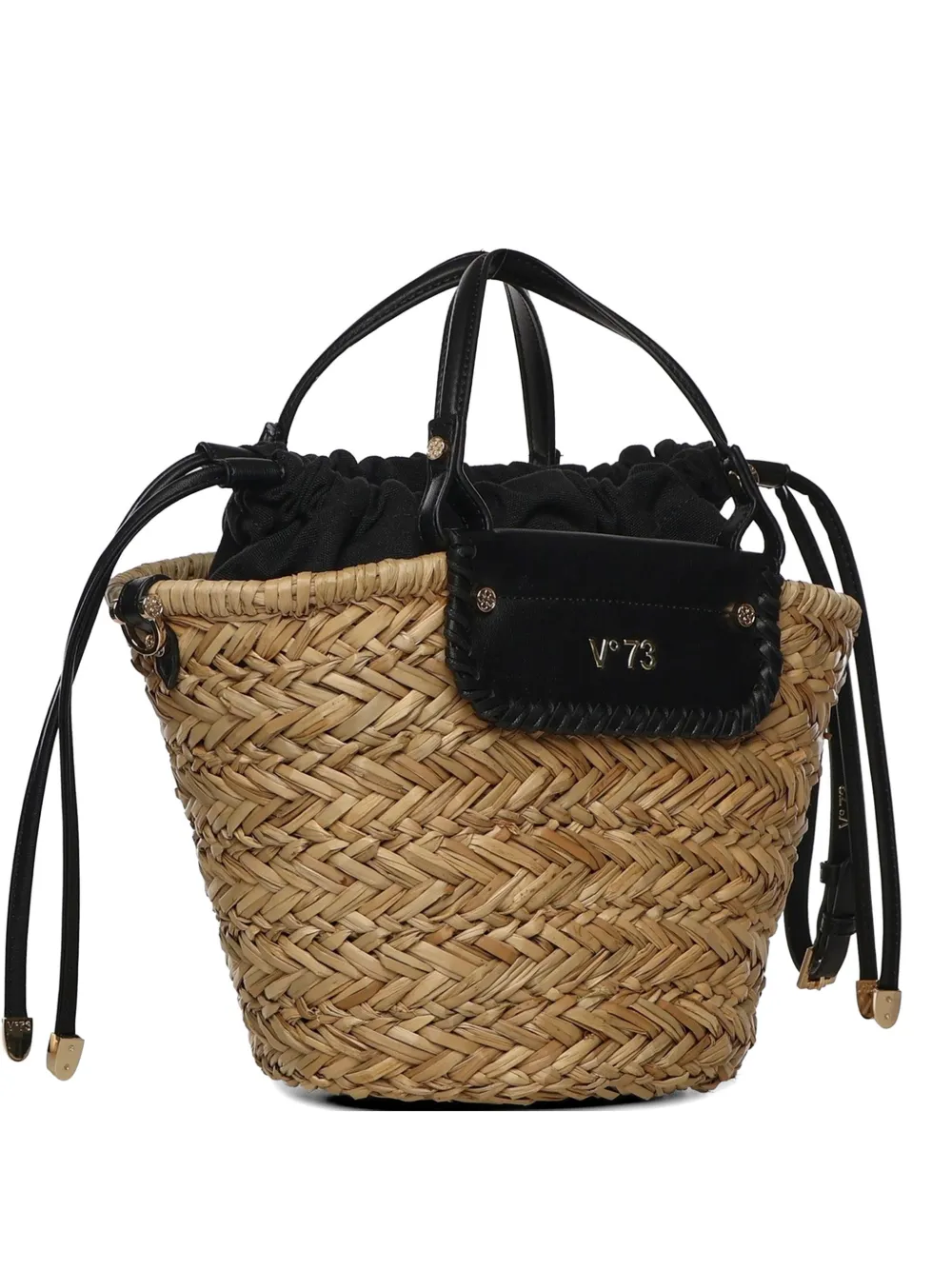 V°73 straw top handle shoulder bag - Toni neutri