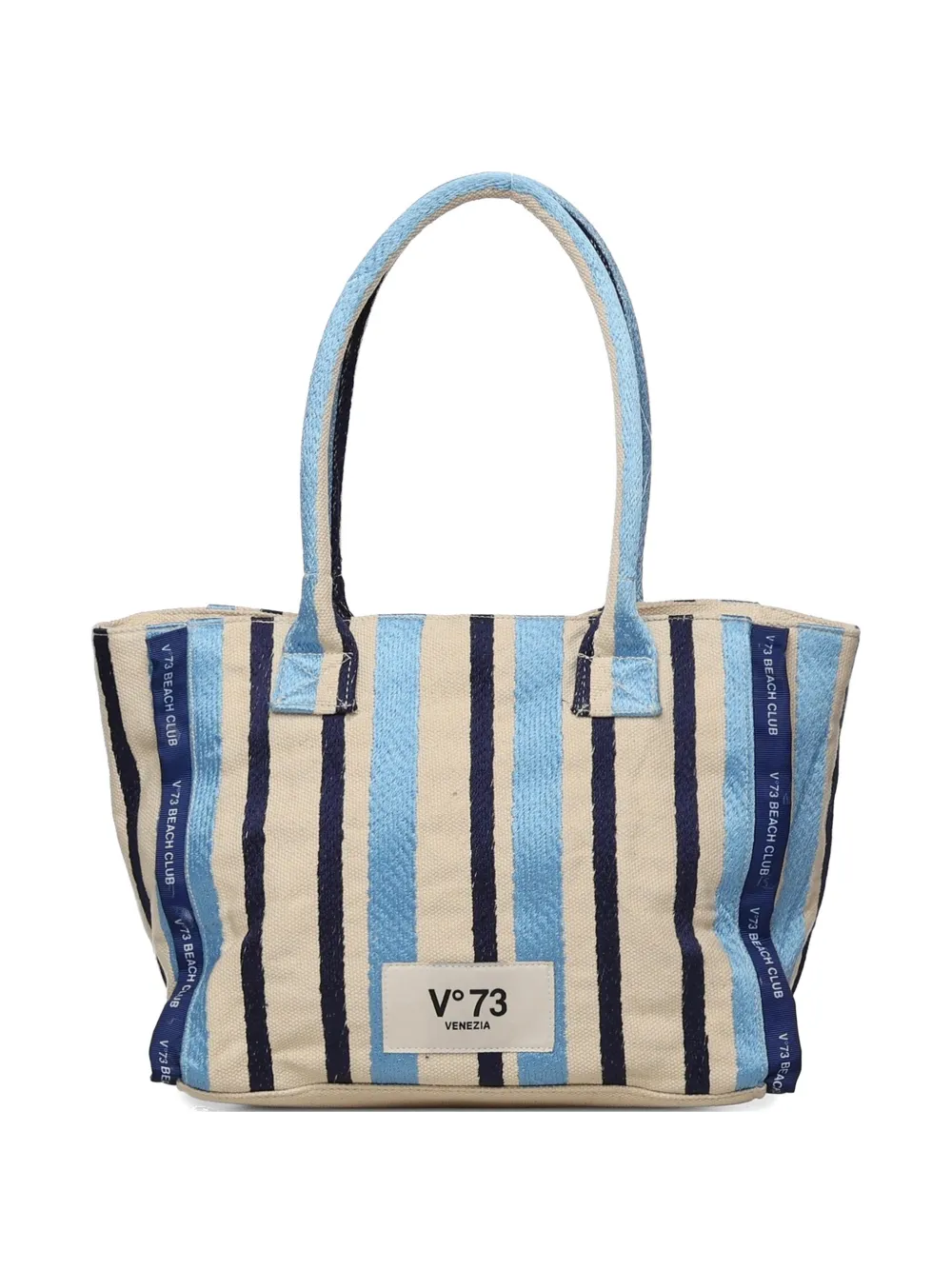 V°73 striped top-handle shoulder bag - Blu