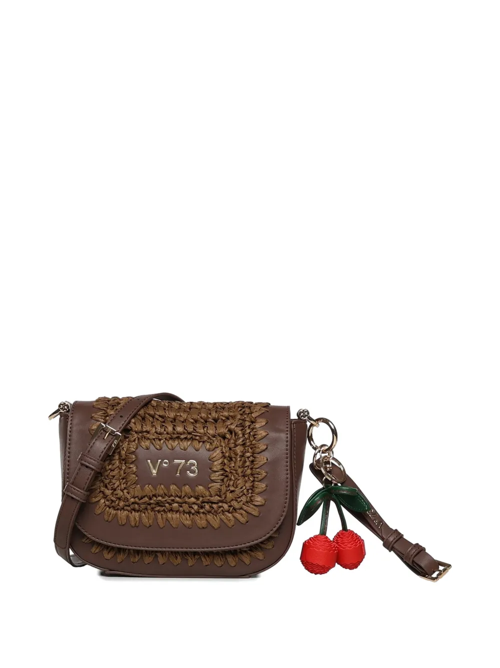 V°73 cherry woven shoulder bag - Marrone