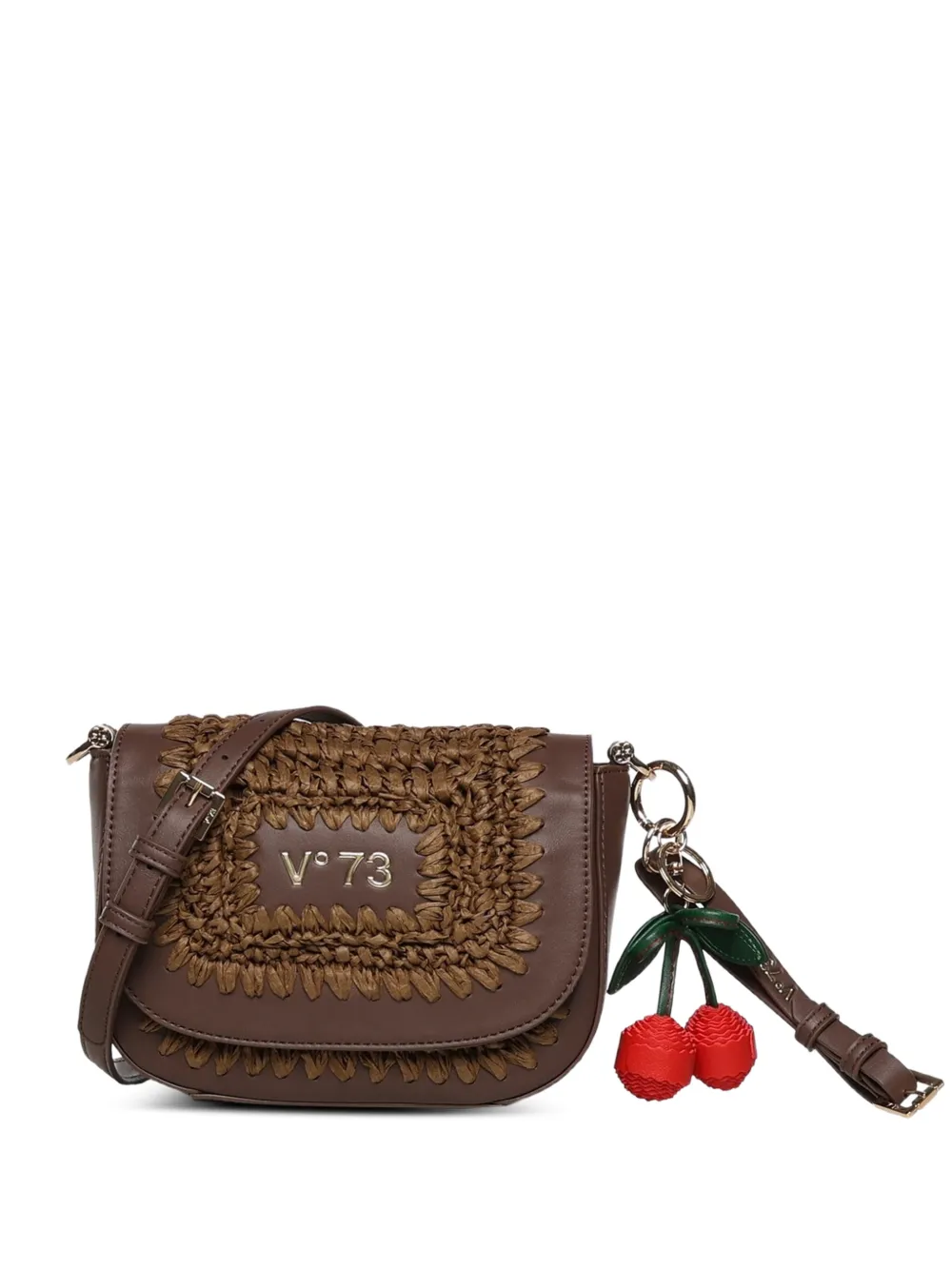 V°73 cherry woven shoulder bag - Marrone