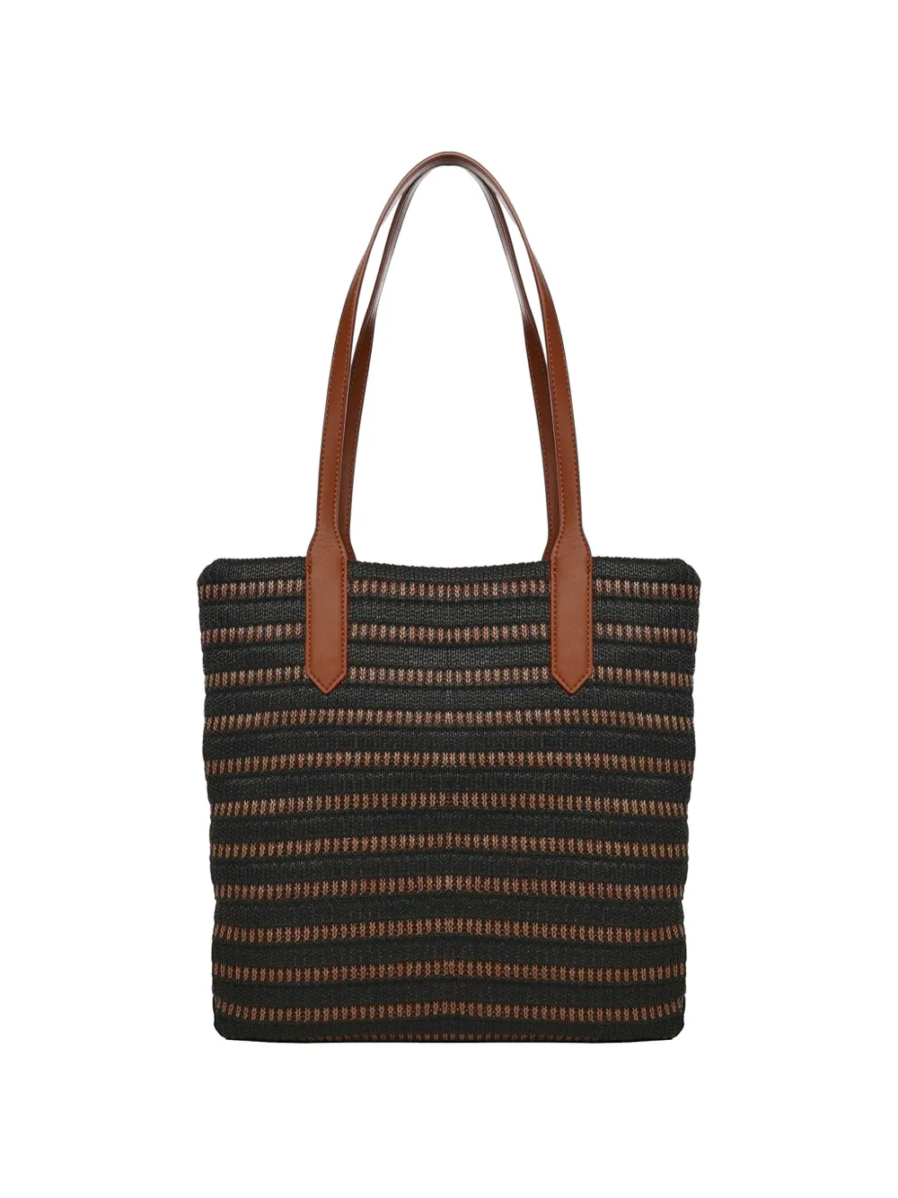  V°73 Striped Top Handle Shoulder Bag - Black 