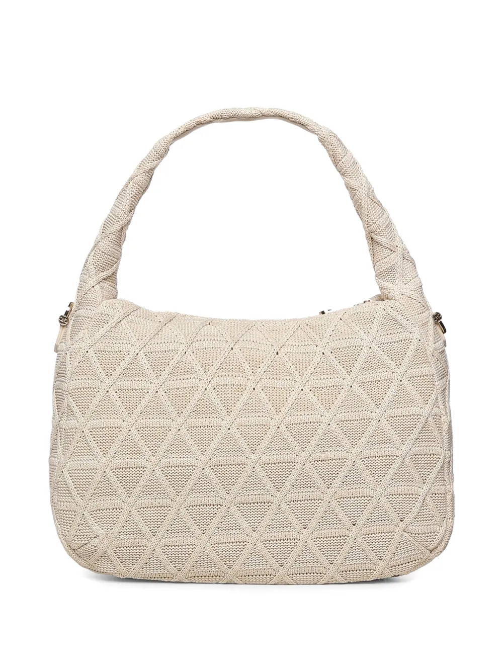 V73 Braided Handle Logo Shoulder Bag In Neutral