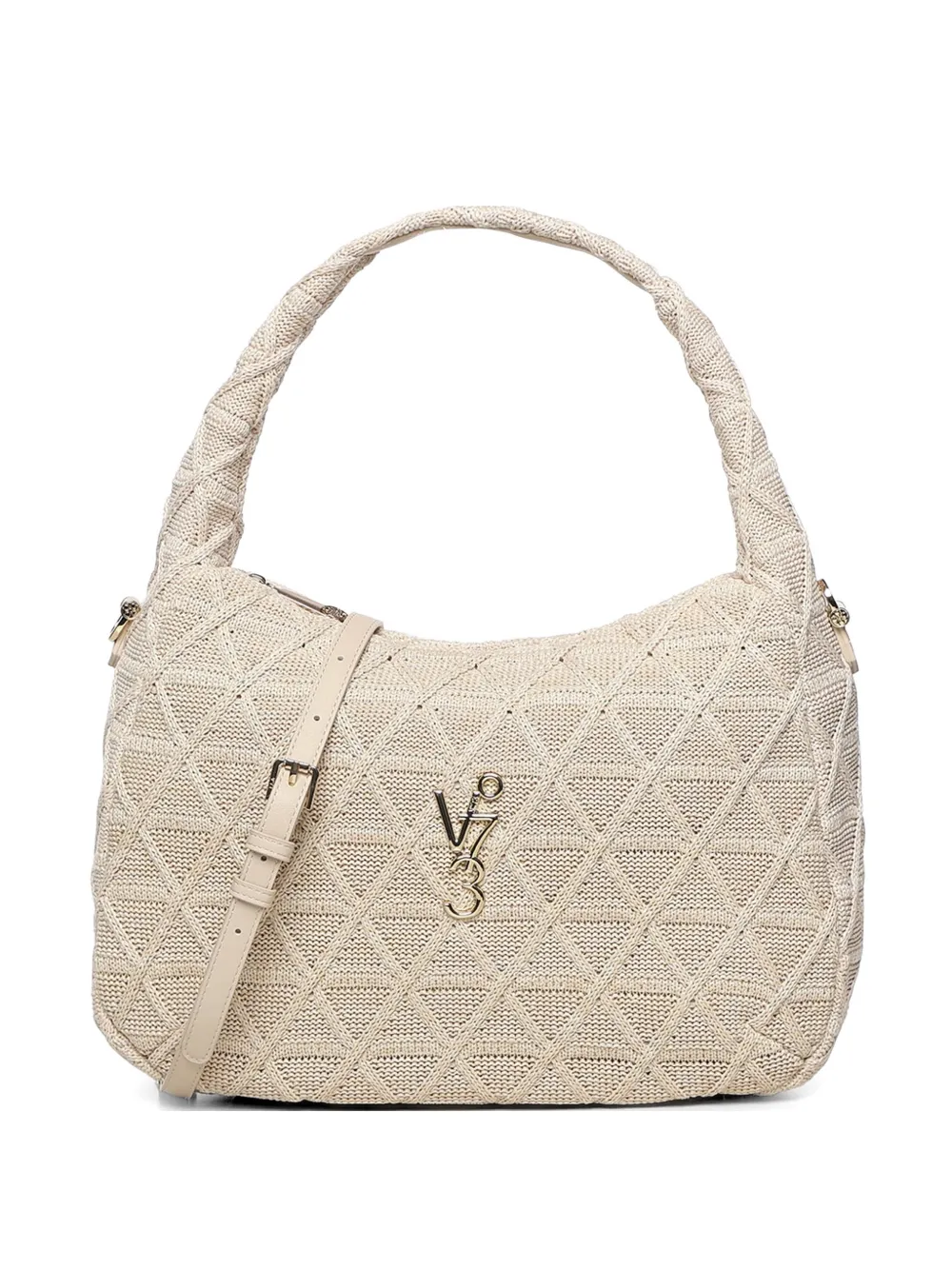 V73 Braided Handle Logo Shoulder Bag In Neutral