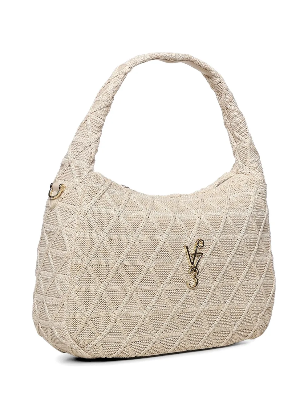 V73 Braided Handle Logo Shoulder Bag In Neutral
