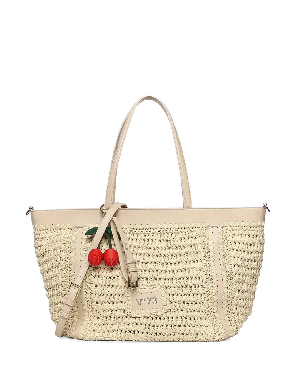 V73 Cherry Embellishment Shoulder Bag In Neutral