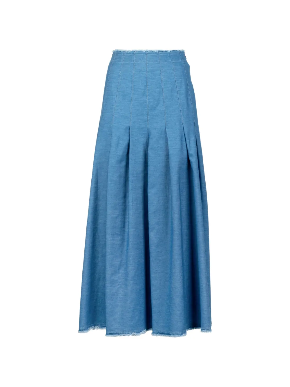 Via Masini 80 pleated frayed-hem midi skirt - Blu