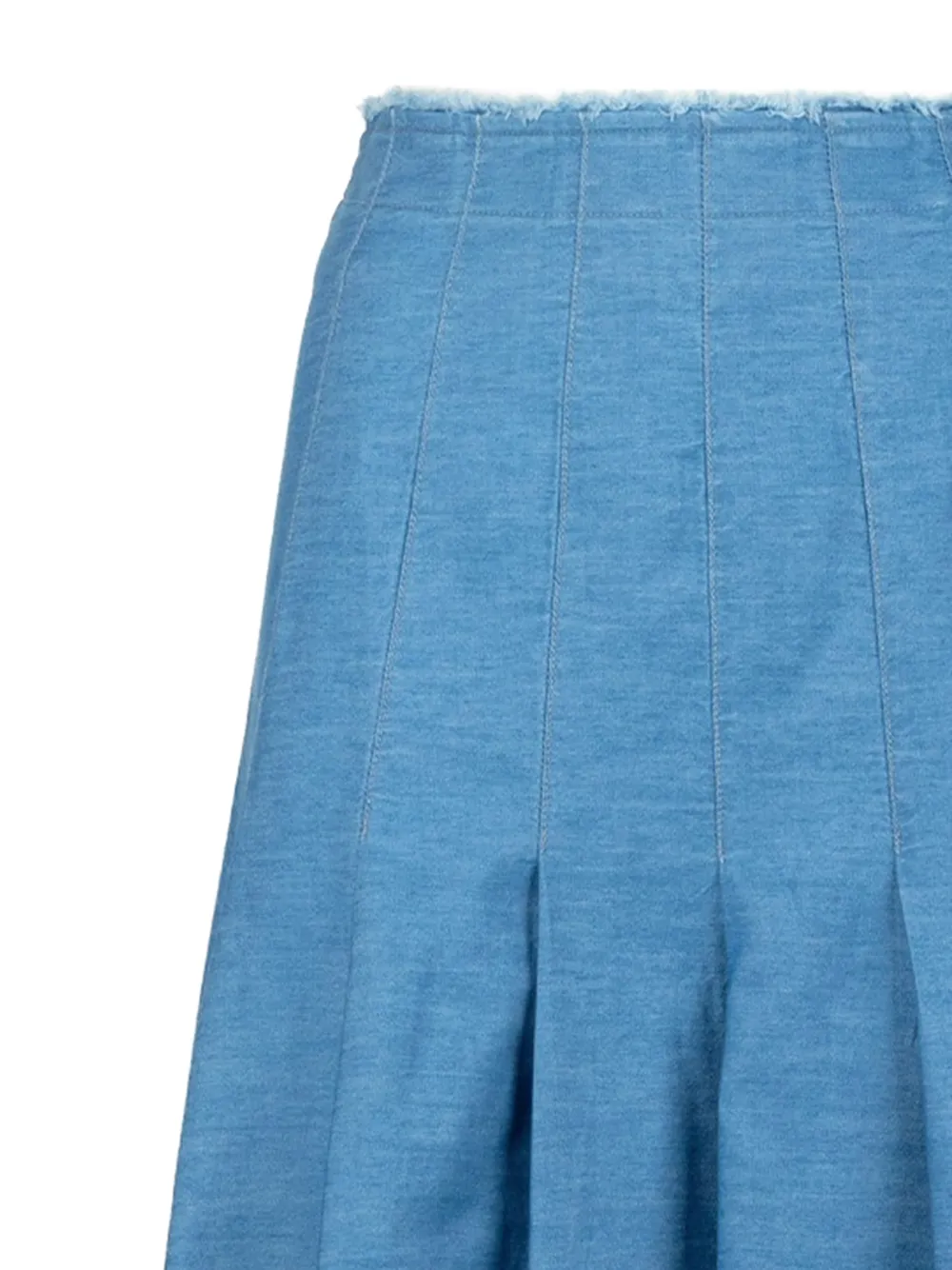  Via Masini 80 Pleated Frayed-hem Midi Skirt - Blue 