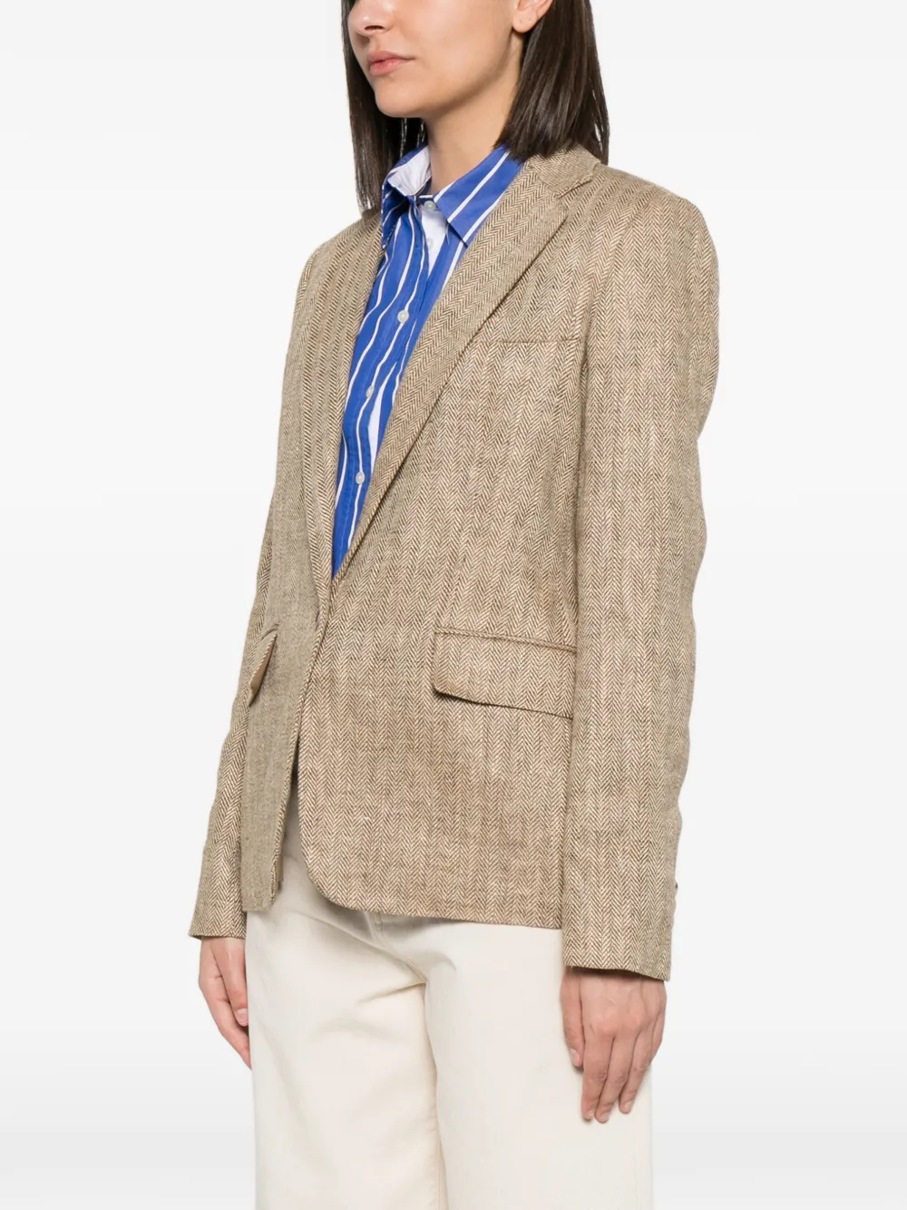 Lauren Ralph Lauren Blazer met visgraatpatroon Beige