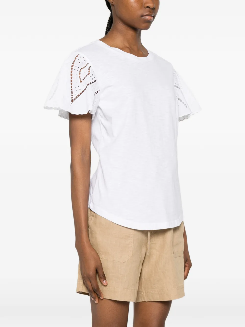 Lauren Ralph Lauren T-shirt met broderie anglaise Wit
