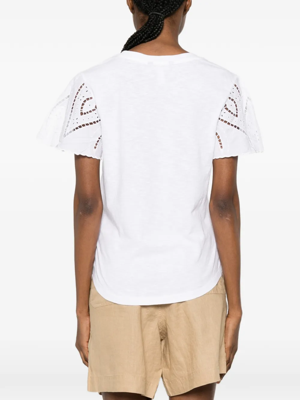 Lauren Ralph Lauren T-shirt met broderie anglaise Wit