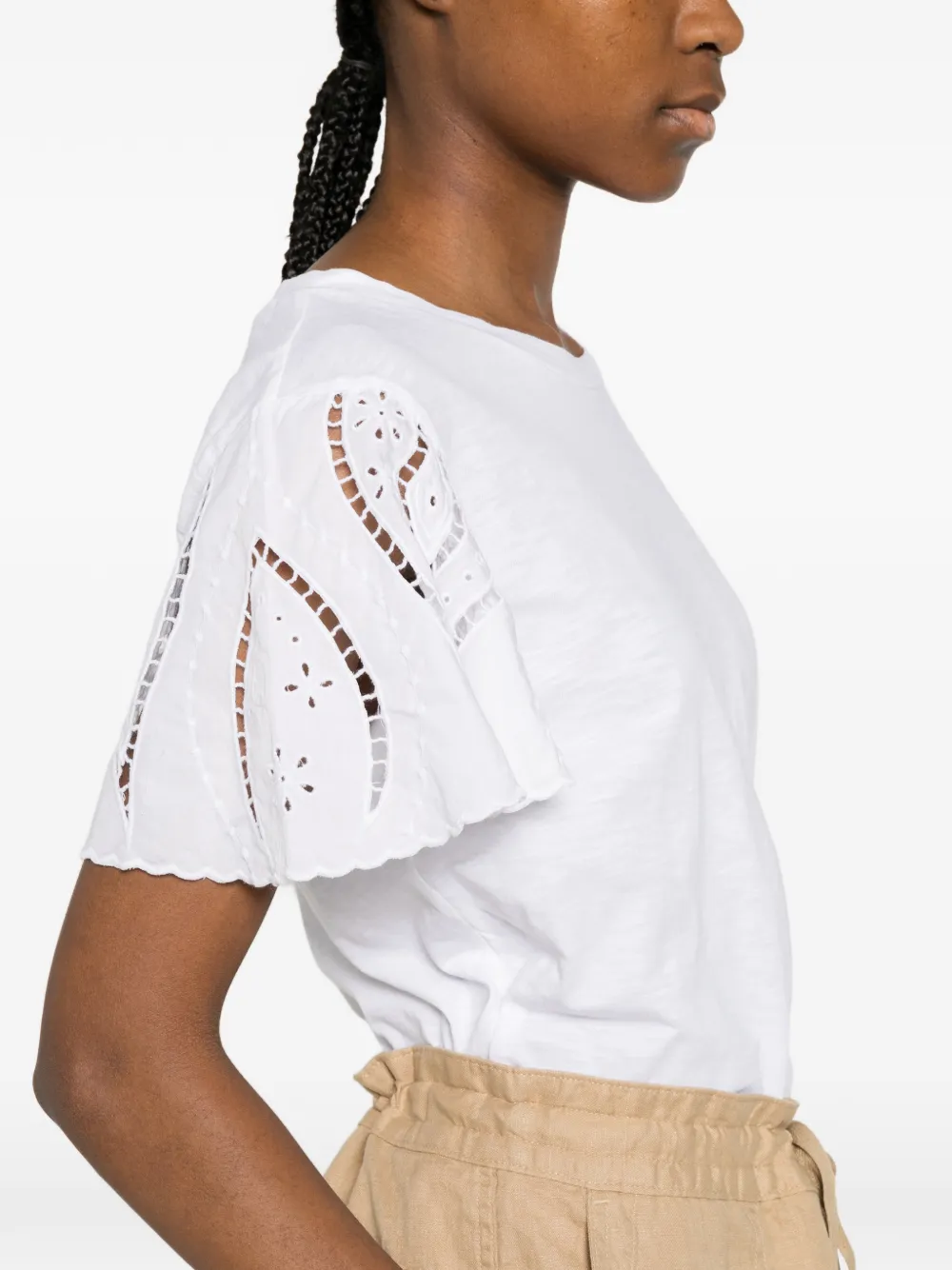 Lauren Ralph Lauren T-shirt met broderie anglaise Wit