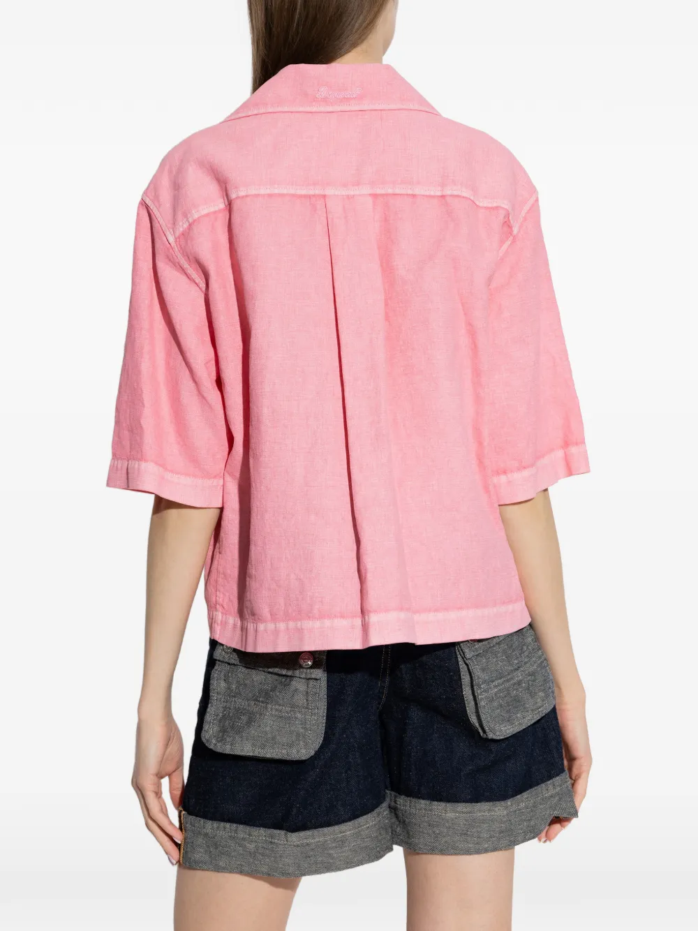DSQUARED2 Blouse met zak en knopen Roze