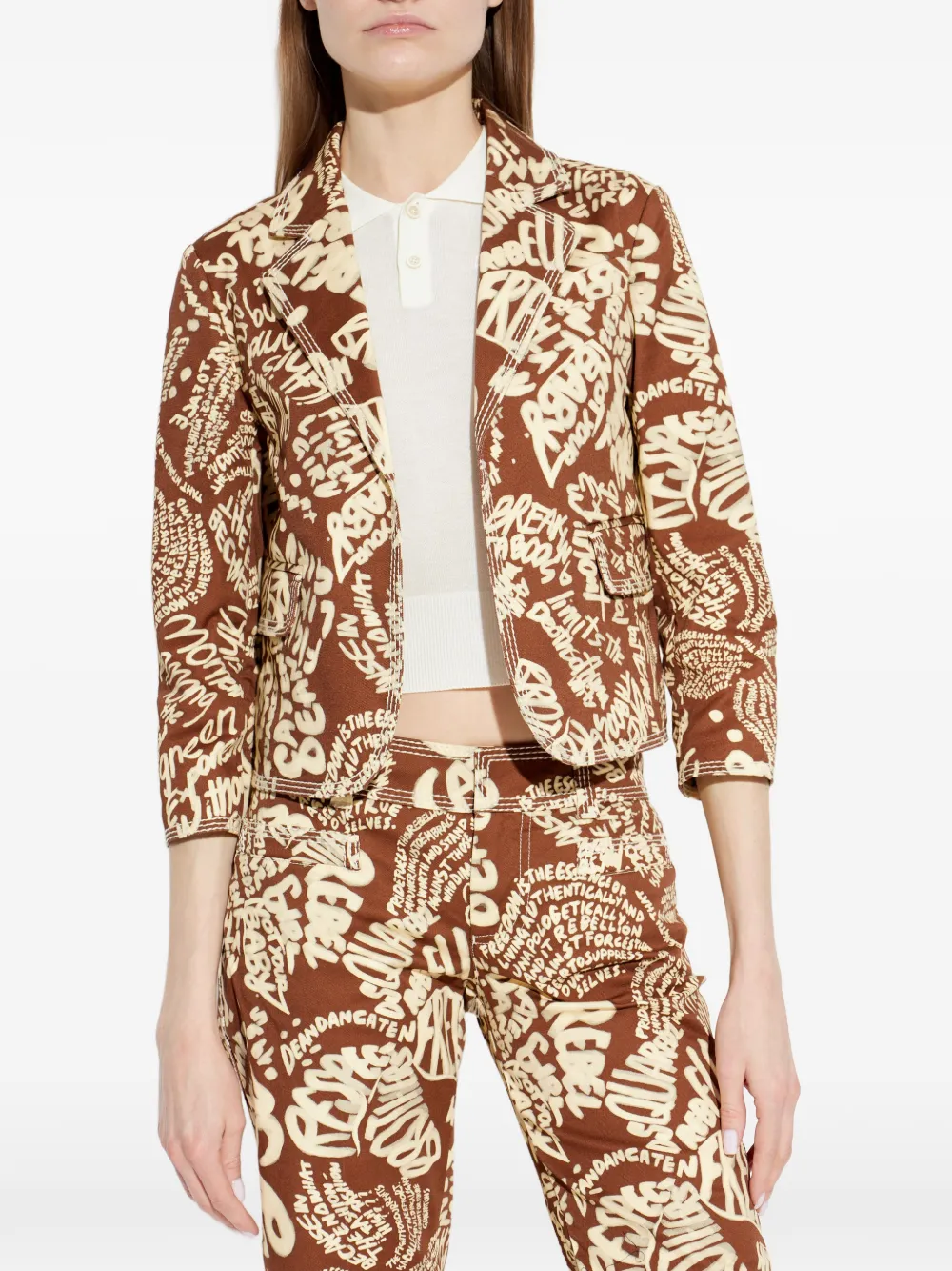  Dsquared2 Rebel Hibiscus Maggie Jacket - Brown 