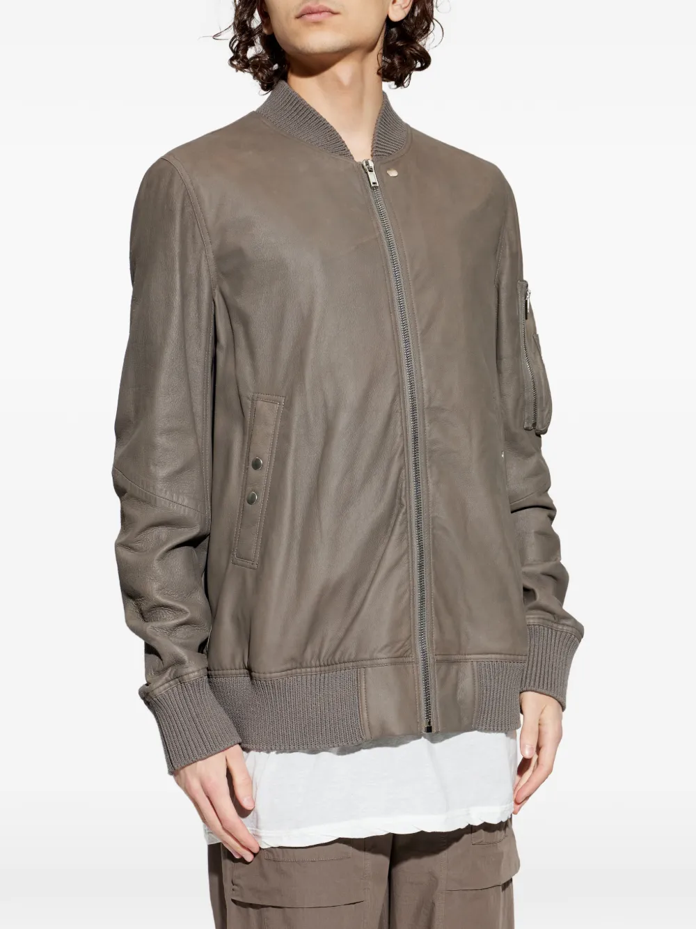  Rick Owens Classic Flight Leather Jacket - Grey 