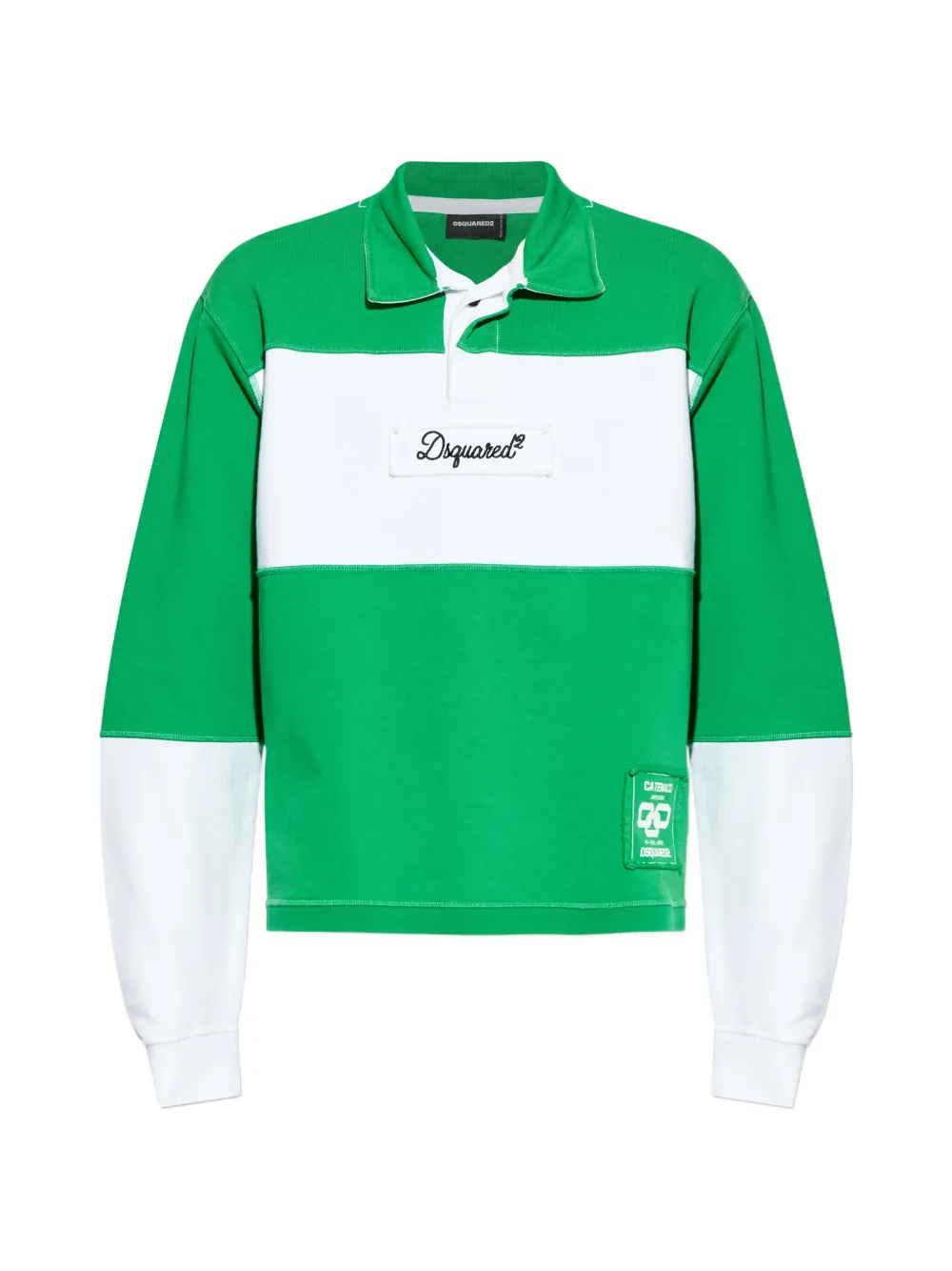 Dsquared2 D2 College Colour-block Polo Shirt In Green
