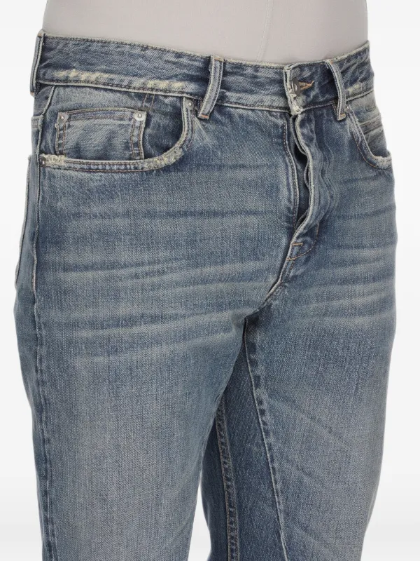 Rick Owens DRKSHDW Temple Fog Cut Jeans In Washed Indigo 13oz