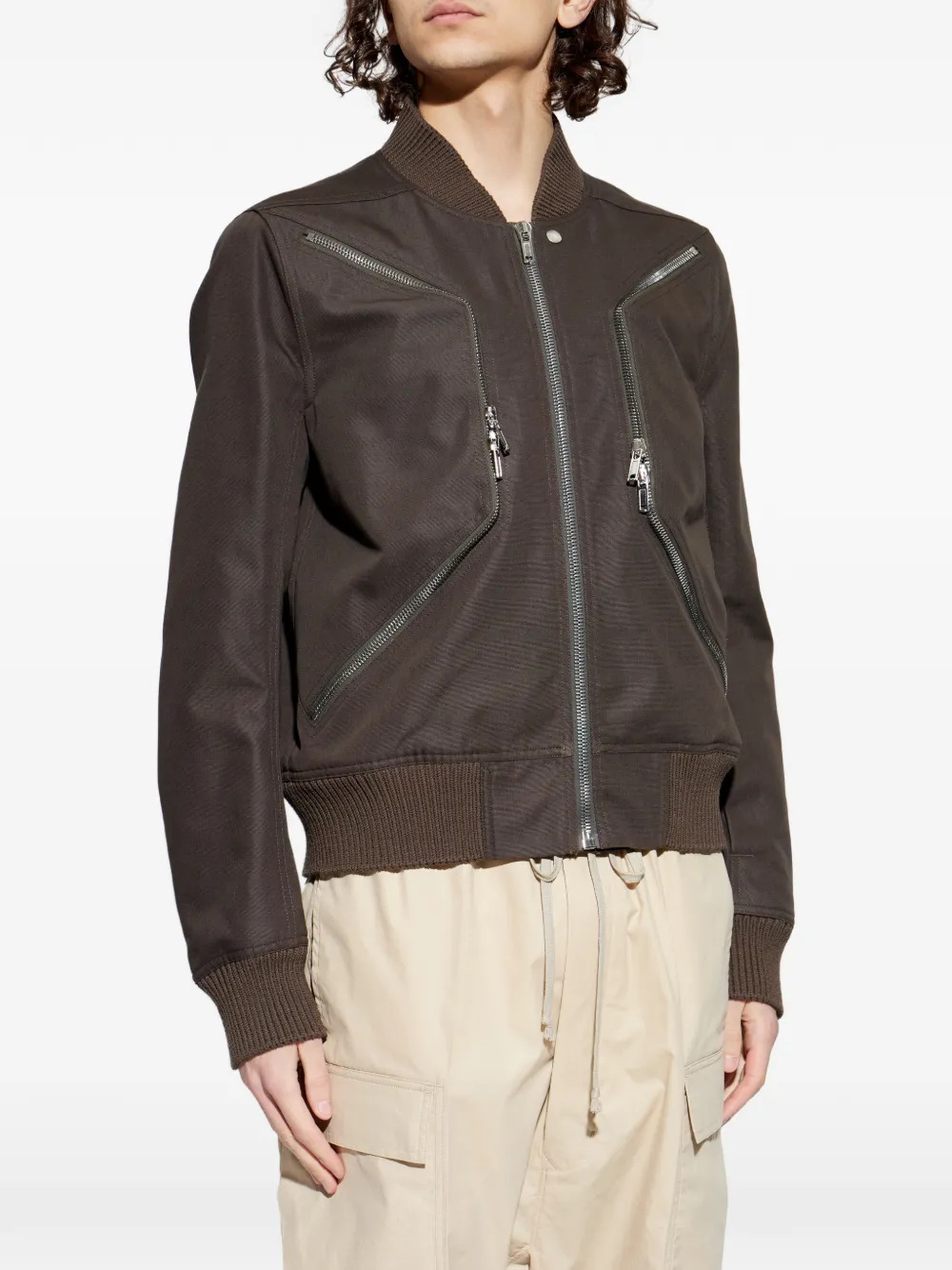  Rick Owens Temple Heizer Flight Jacket - Brown 
