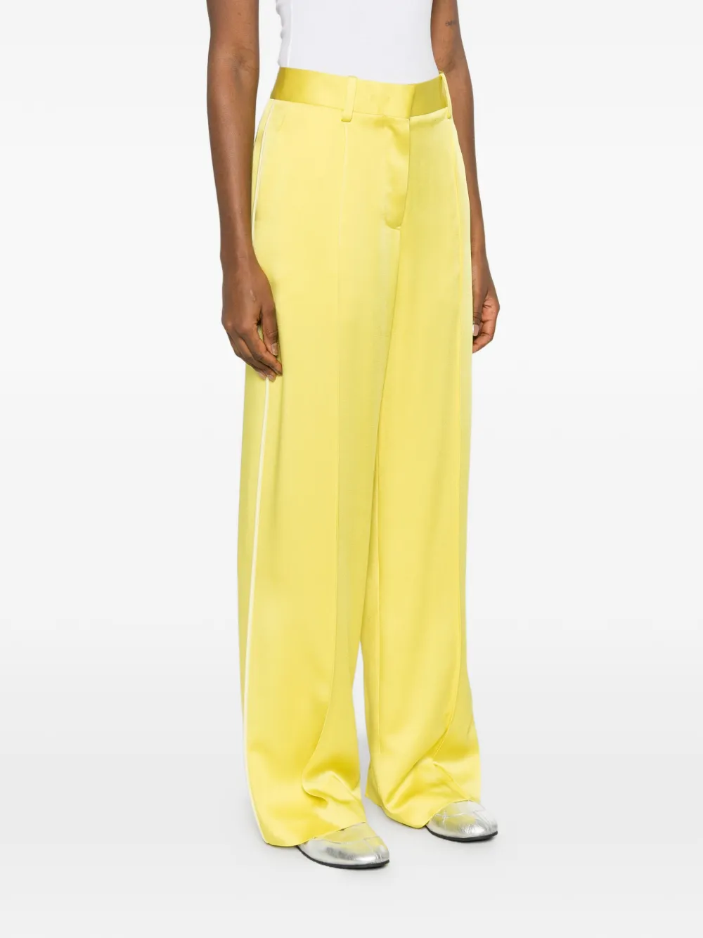 Jil Sander Broek met verborgen sluiting en plooien Groen