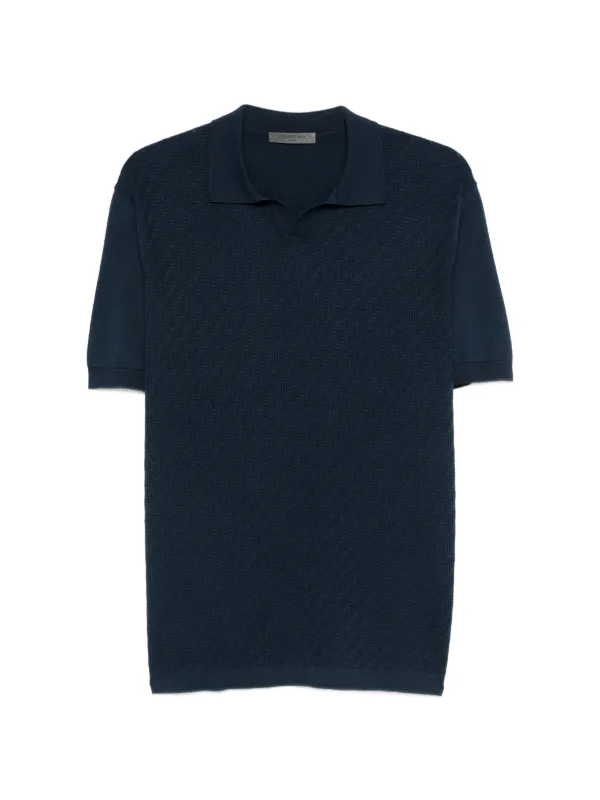 Corneliani Textured Polo Shirt in Blue