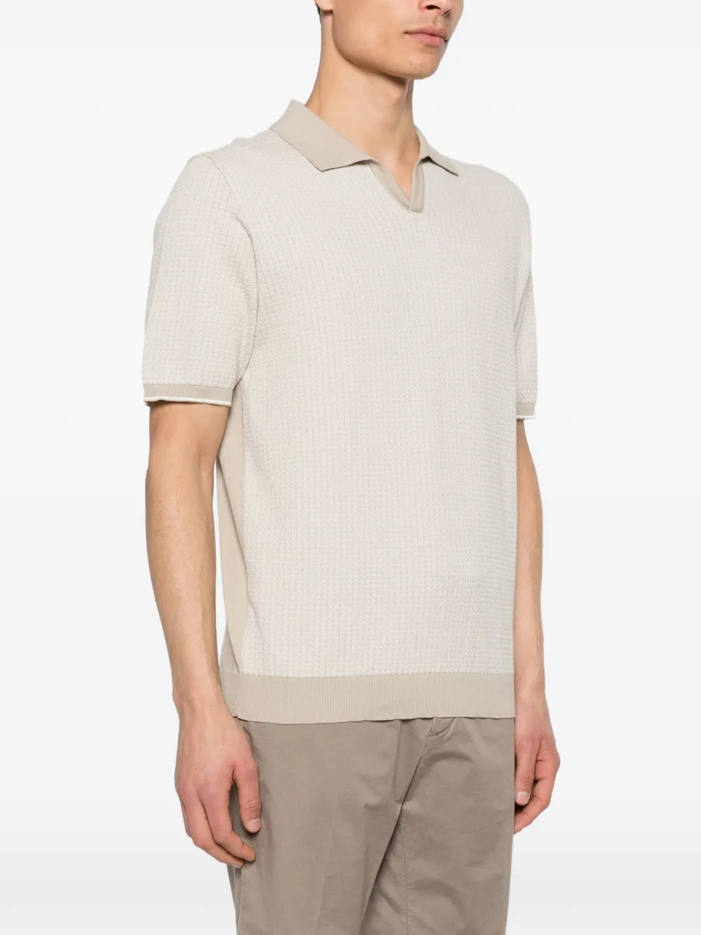 Corneliani Gebreid poloshirt met V-hals Beige