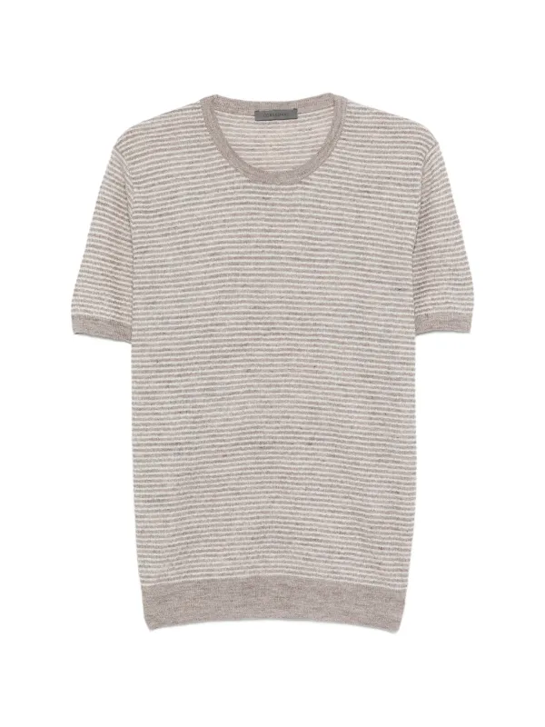 Corneliani Striped Crew-neck T-shirt in Neutrals