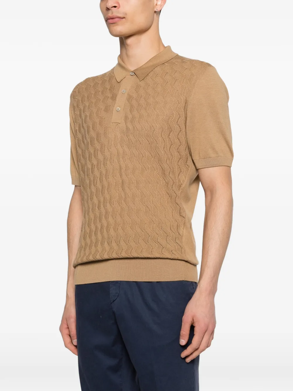  Corneliani Textured Polo Shirt - Neutrals 
