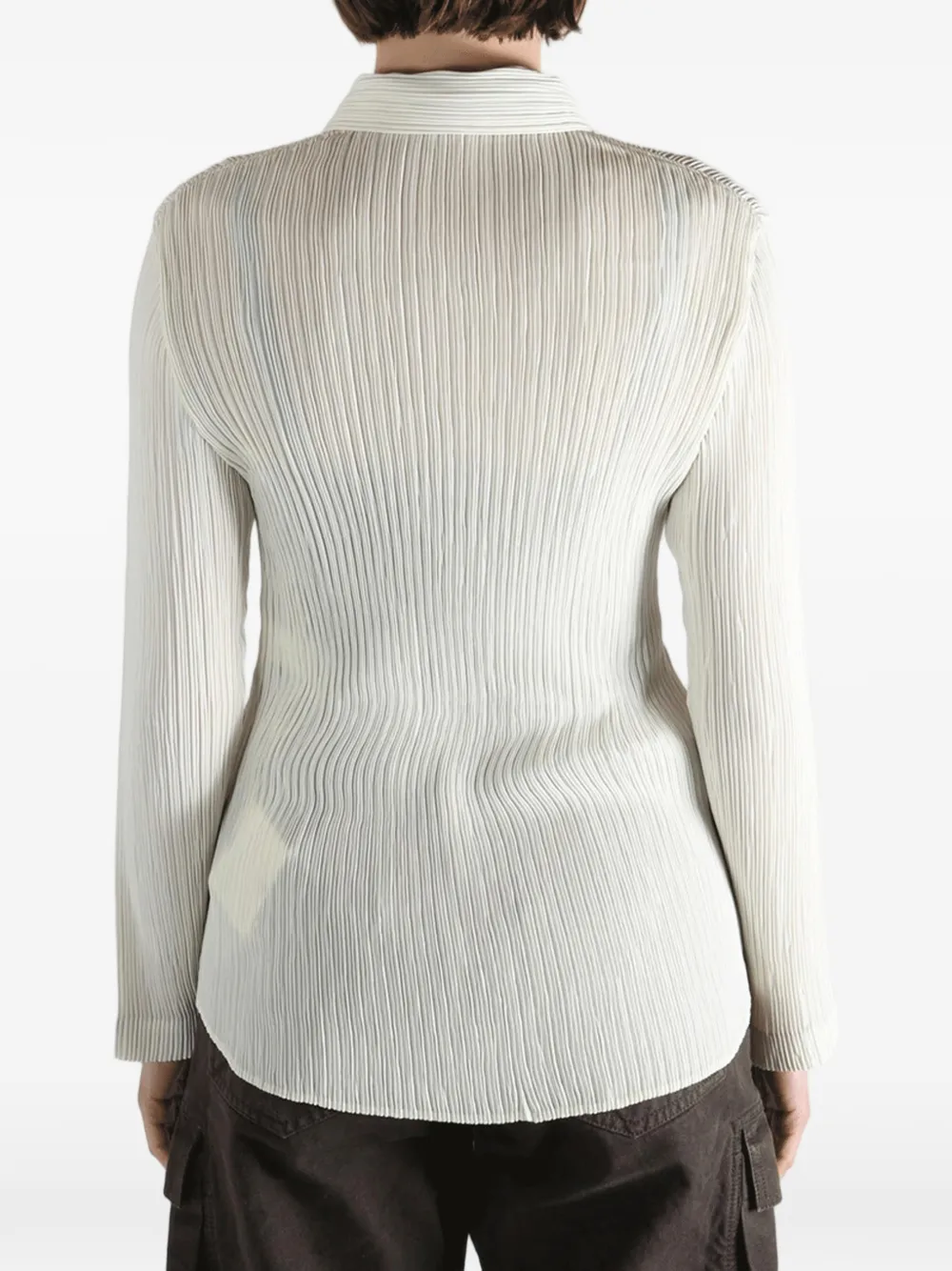 Issey Miyake Geplooid blouse met knopen Beige