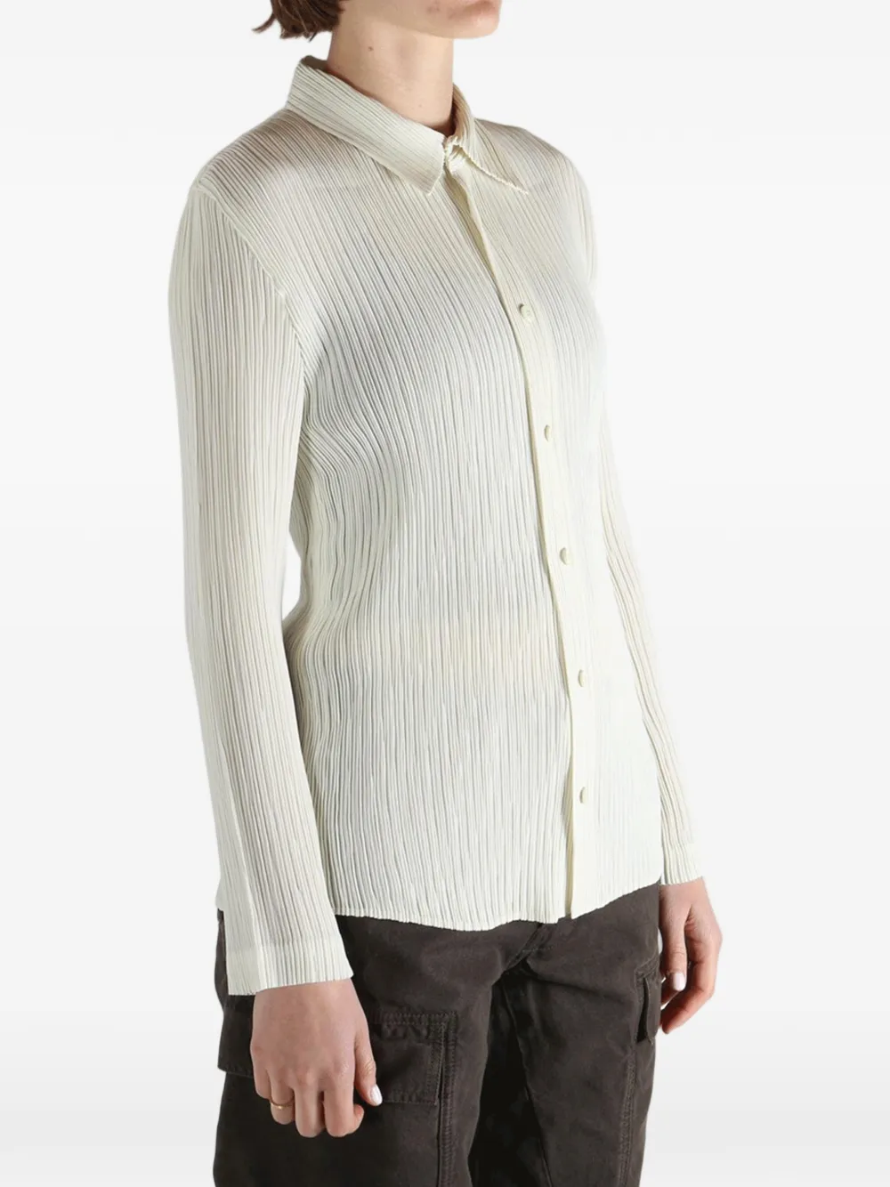  Issey Miyake Pleated Buttoned Shirt - Neutrals 