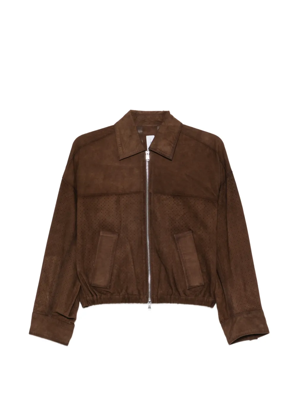 BULLY perforated zip leather jacket - Marrone