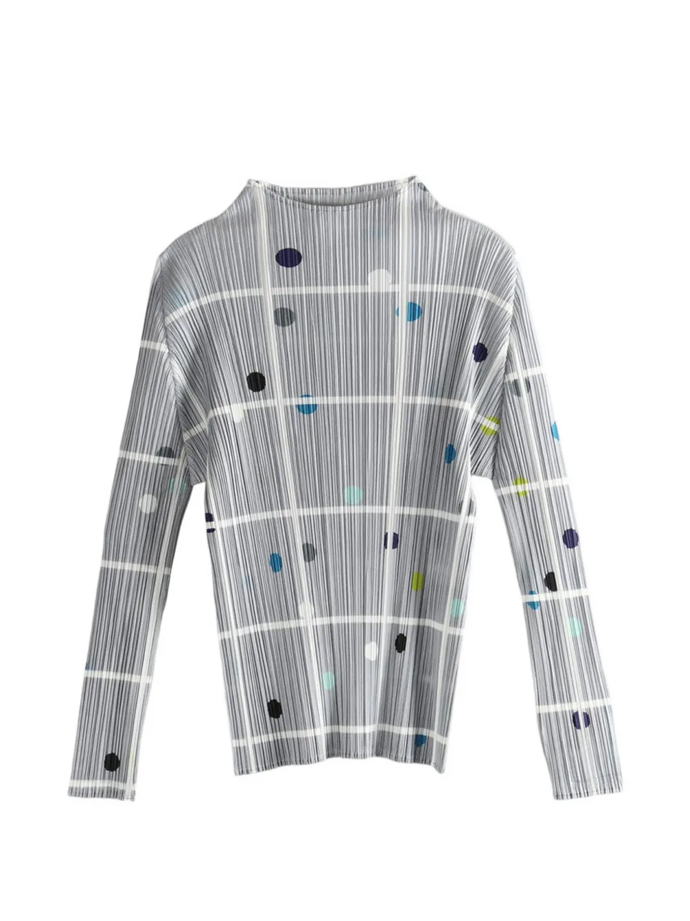 Pleats Please Issey Miyake pleated checked top - Grigio