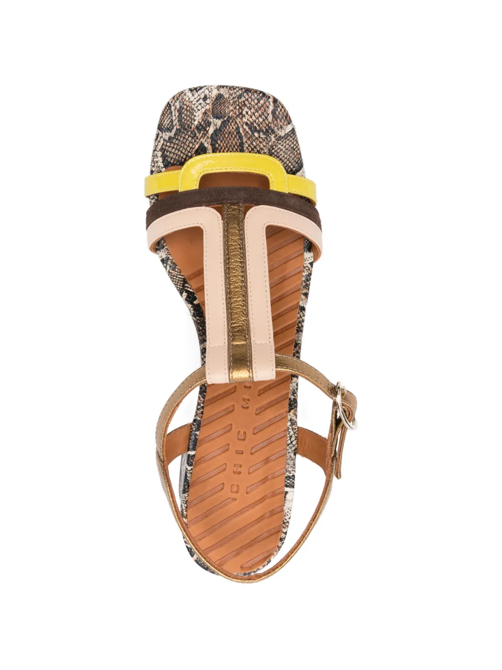 Chie Mihara Liluce sandalen met slangen-effect en T-bandje Bruin