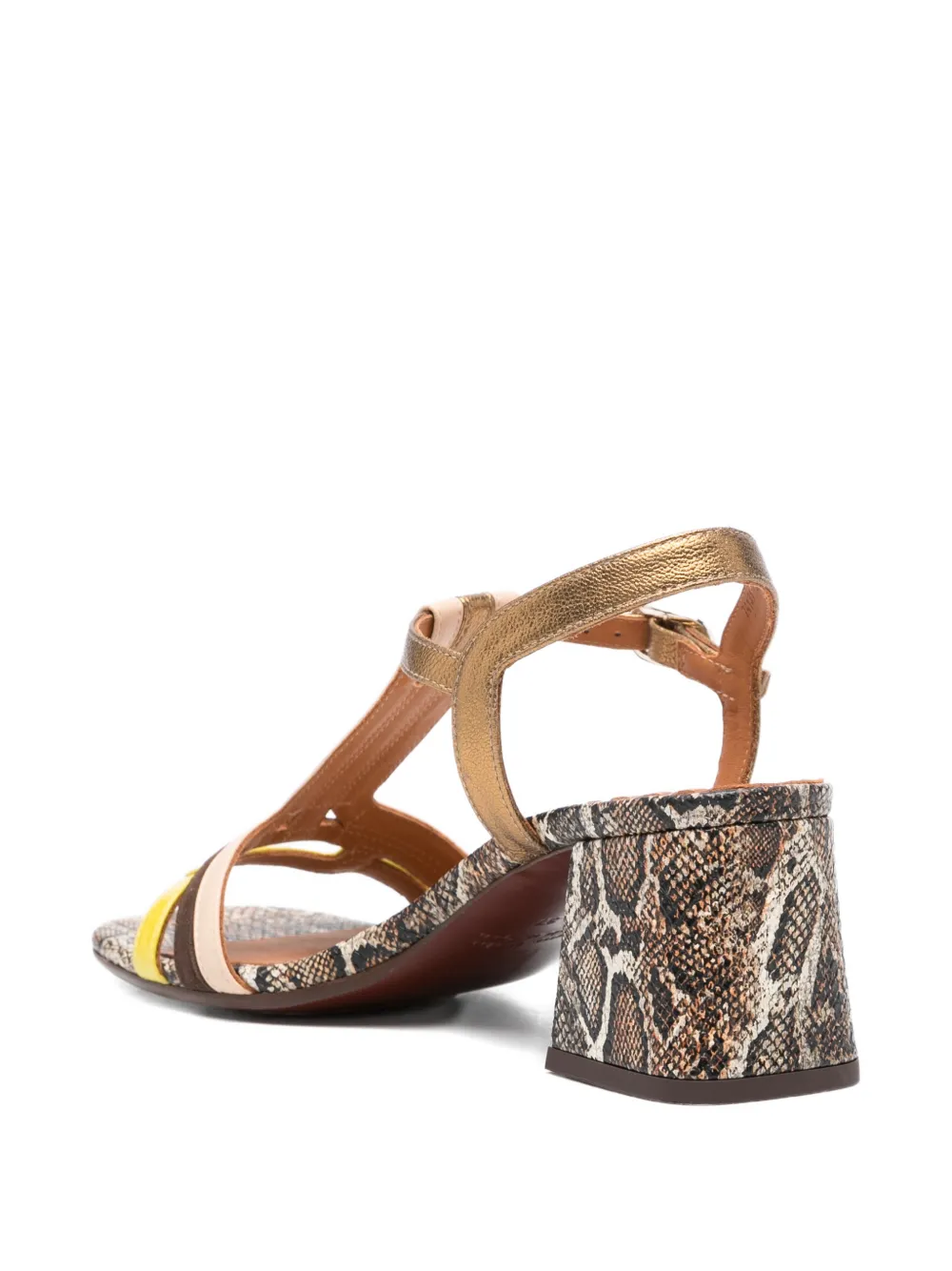Chie Mihara Liluce sandalen met slangen-effect en T-bandje Bruin