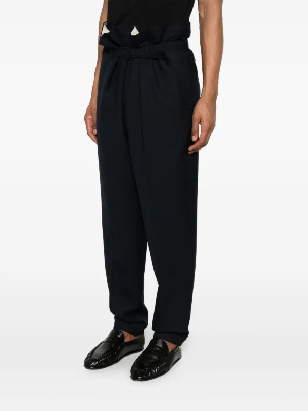 Saint Laurent ベルテッド パンツ | ブルー | FARFETCH JP