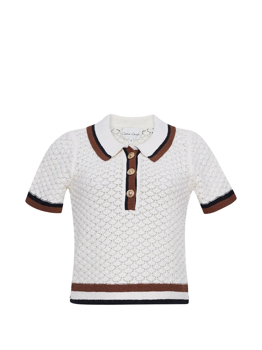 Cara Cara Ginger crochet polo shirt - Weiß
