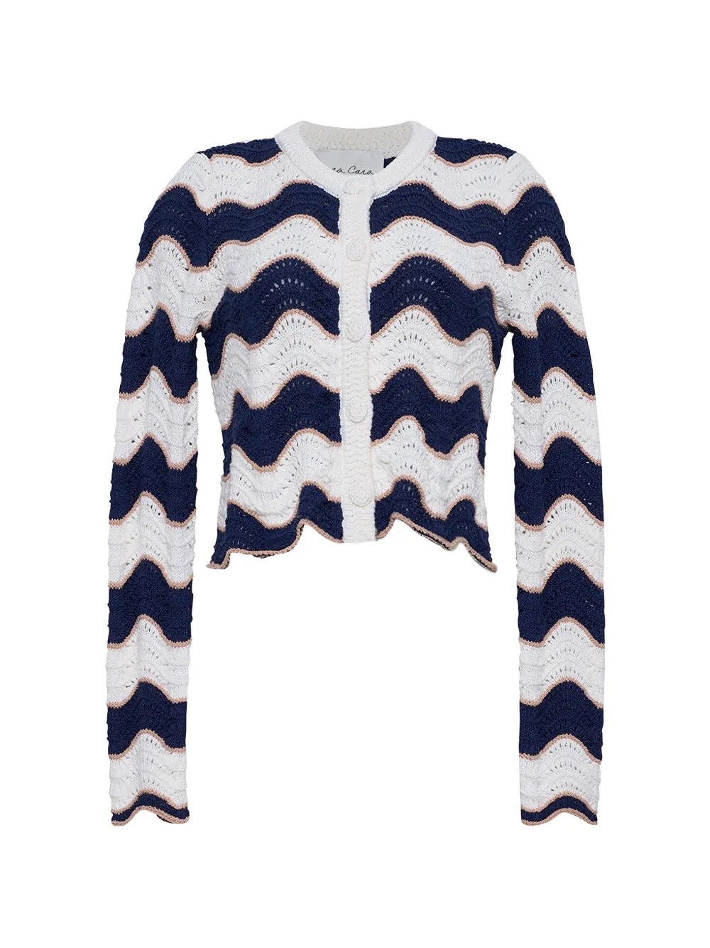 Cara Cara Jolene wave-stripe crochet cardigan - Blau